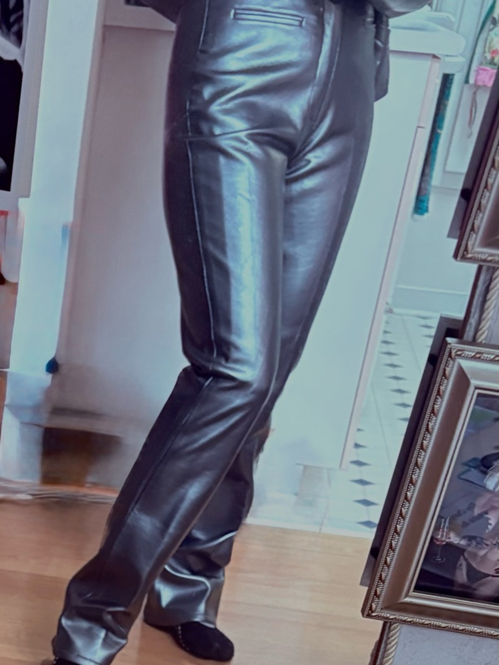 Vintage Le Château 2Pc Silver Metallic Faux Leather Jacket & Pants Set Sz:Small - Picture 15 of 15